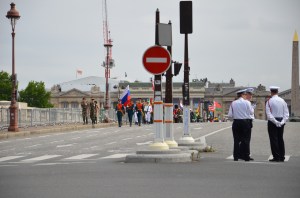 This year marks the centennial of the start of the first world war. As such, flags of the combatant countries (note the Russians in the foreground) made up the early part of the parade.