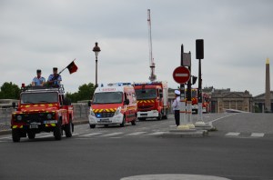 The fire brigade's mechanized equipment.