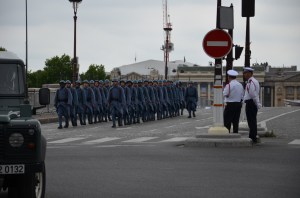 Bringing up the rear of the parade, a unit in WWI-era attire.