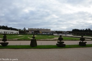 The rear of the chateau, as seen from the garden adjacent to the Grand Canal.