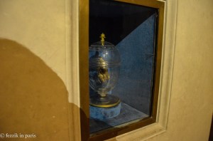 The heart of the 10-year-old dauphin, who was neglected to death. Secretly preserved by the physician that performed the autopsy, the heart was guarded by various royal families and finally DNA tested and interred in 2004.